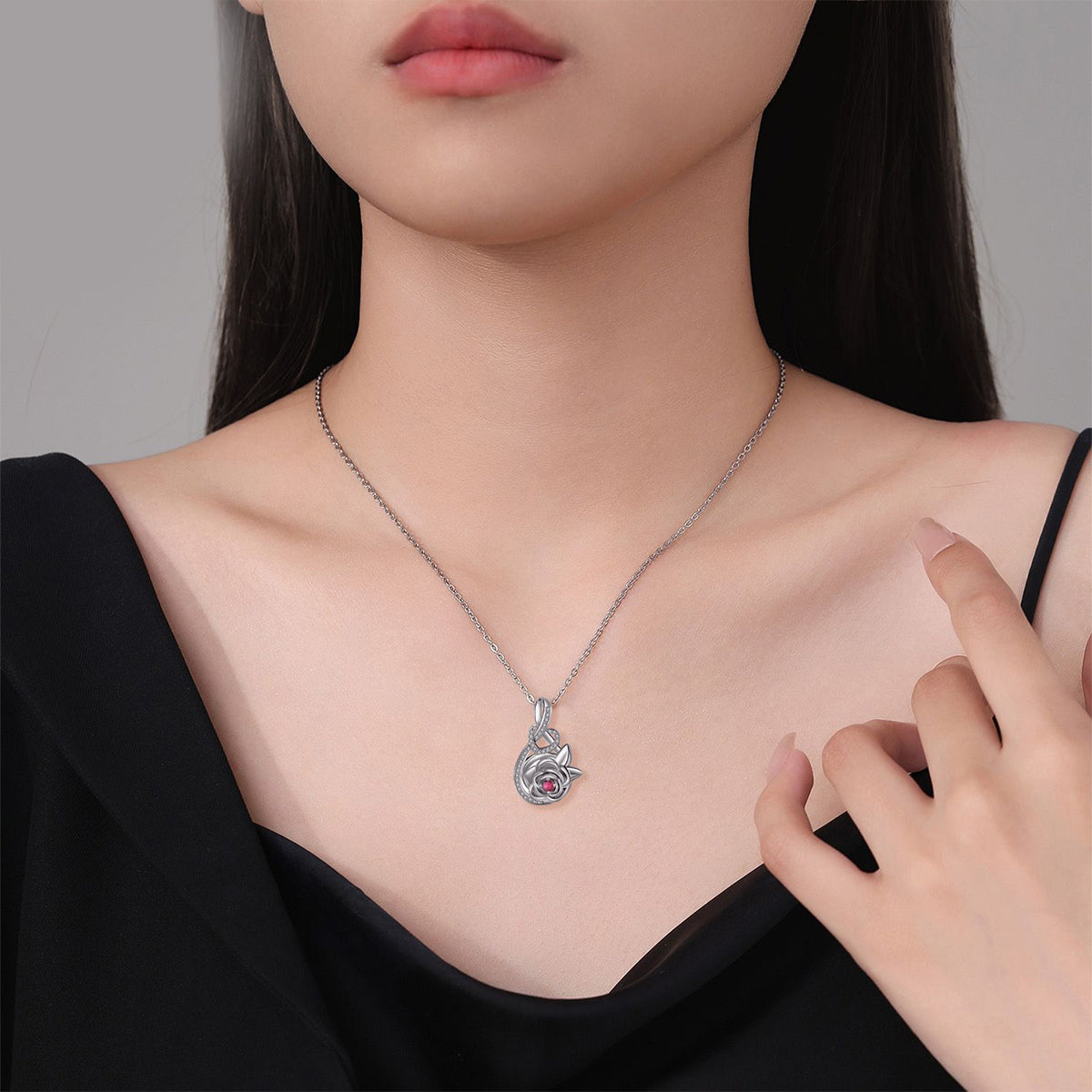 Copper With Silver Plated Flower Pendant Necklace