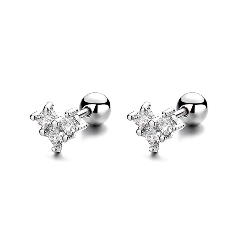 925 Sterling Silver Heart Screwed Earrings