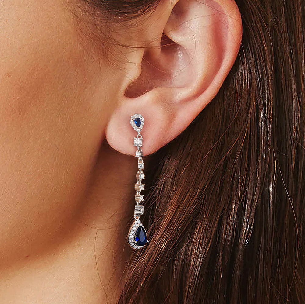 925 Sterling Silver Long Zircon Earrings