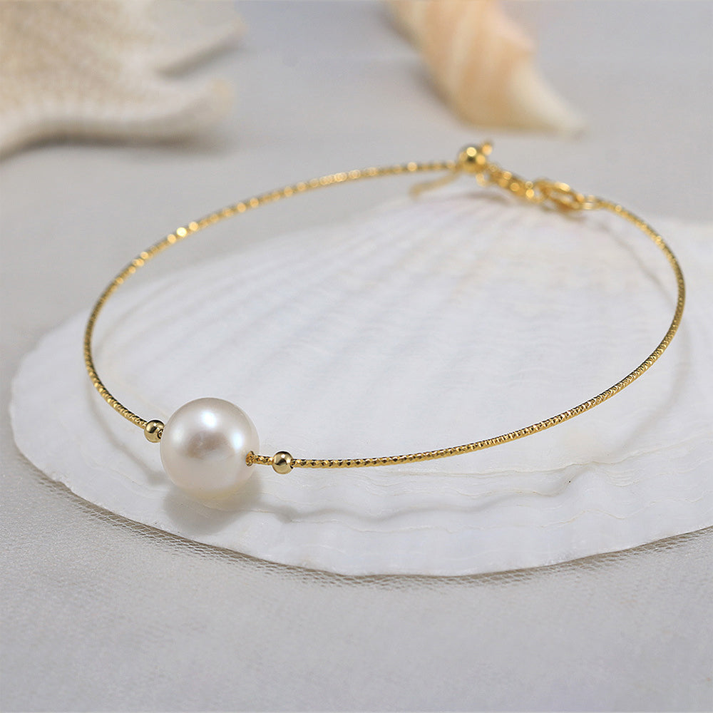 925 Sterling Silver Pearl Bracelet Fashion Jewelry Gift for Women Girls