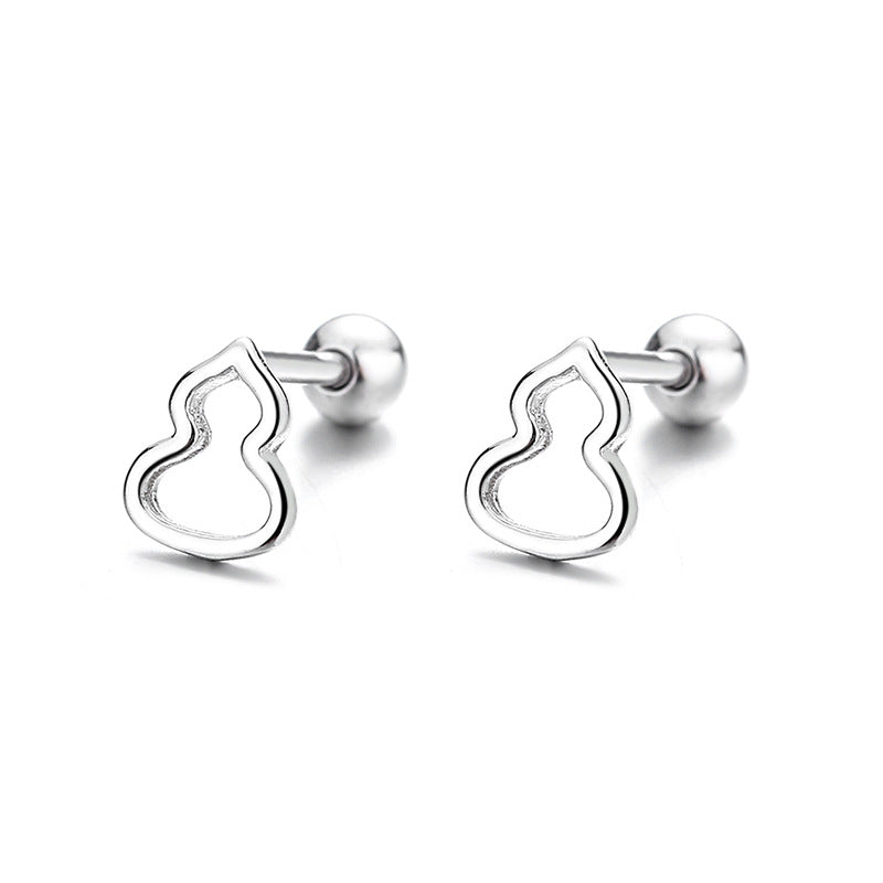925 Sterling Silver Calabash Screw Back Stud Earrings