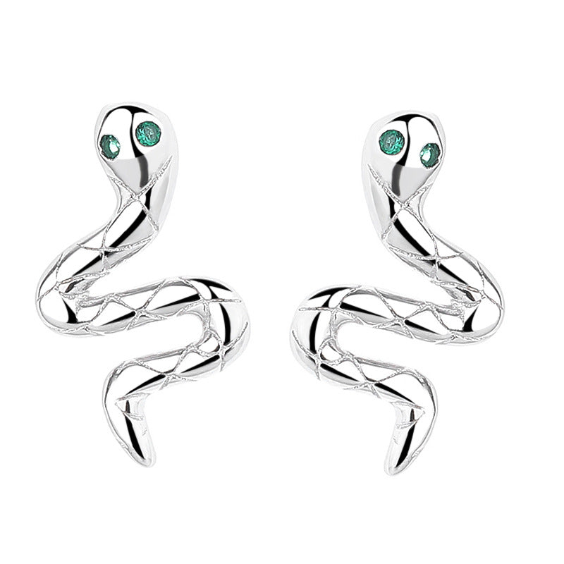 925 Sterling Silver Snake Screw Back Stud Earrings