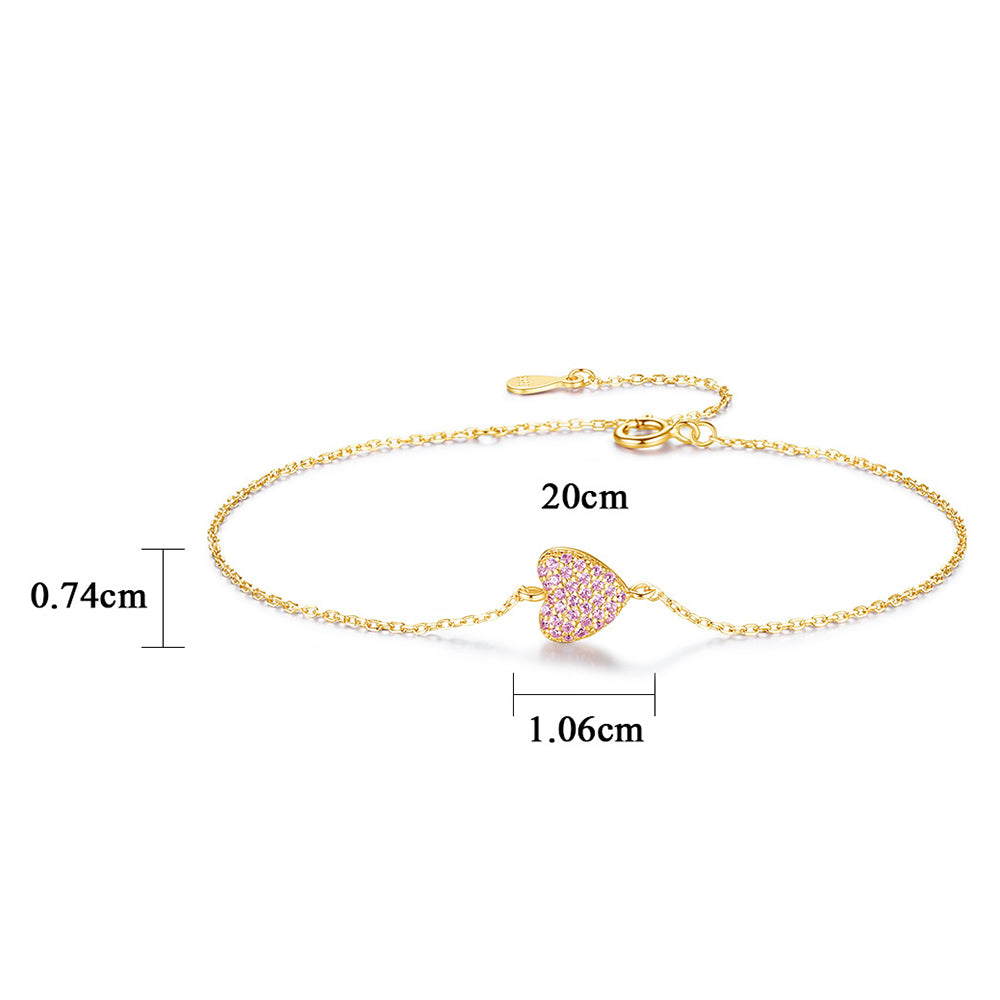 925 Sterling Silver Heart Bracelet Fashion Jewelry Gift for Women Girls