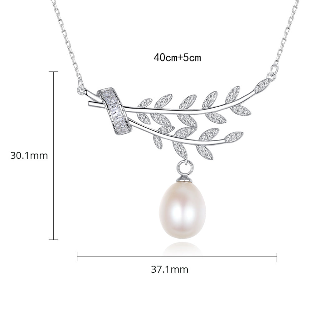 925 Sterling Silver Natural Pearl Drop Necklace Fashion Jewelry Gift for Women Girls