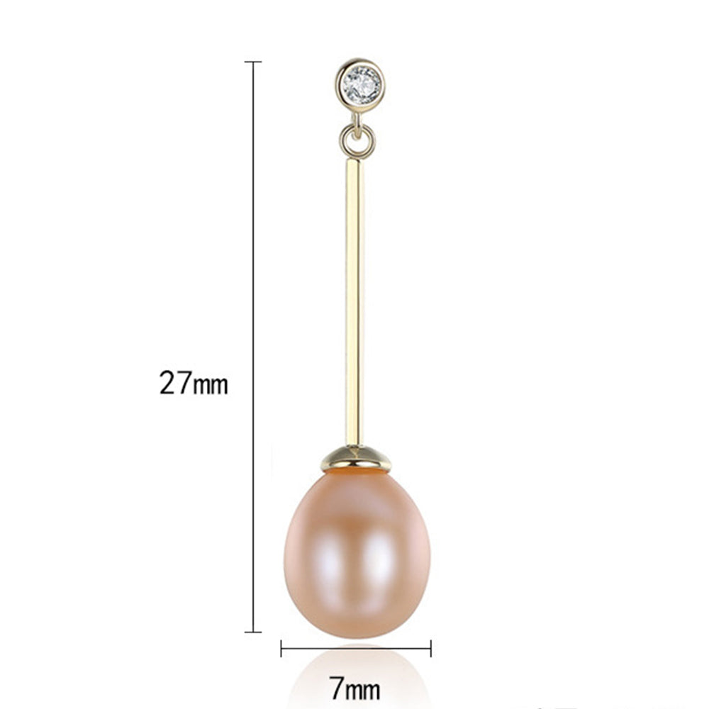 925 Sterling Silver Natural Pearl Long Drop Earrings Fashion Jewelry Gift for Women Girls