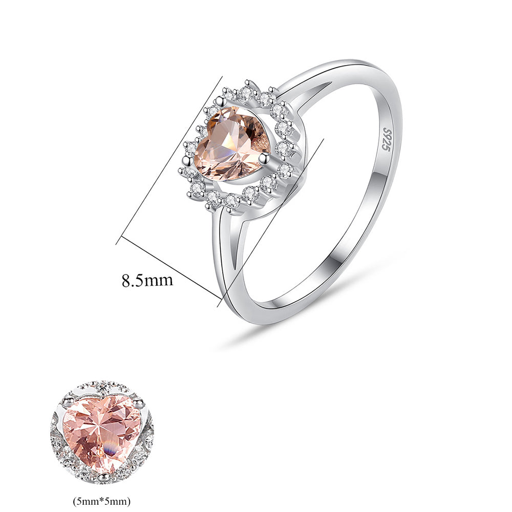 925 Sterling Silver Heart Ring Fashion Jewelry Gift for Women Girls