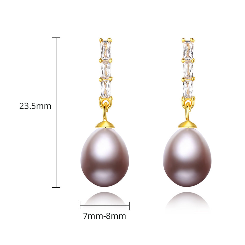 925 Sterling Silver Natural Pearl Drop Earrings Fashion Jewelry Gift for Women Girls