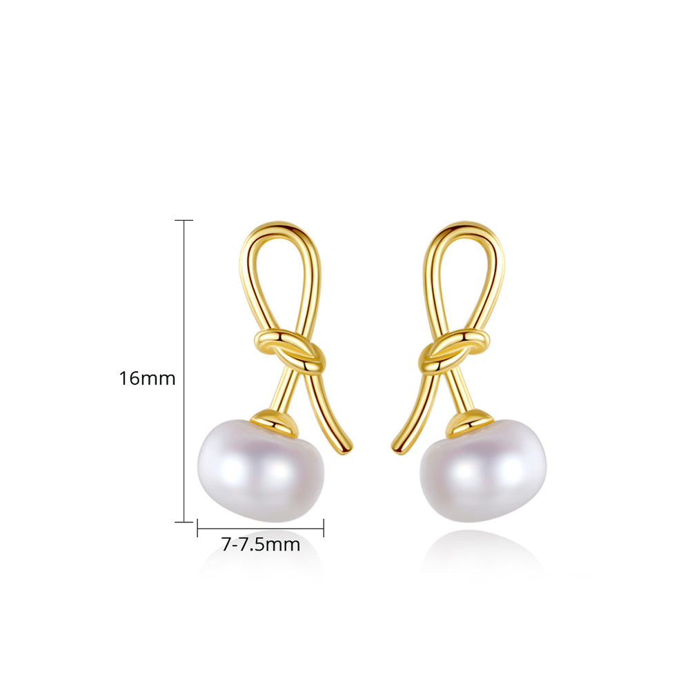 925 Sterling Silver Natural Pearl Drop Earrings Fashion Jewelry Gift for Women Girls