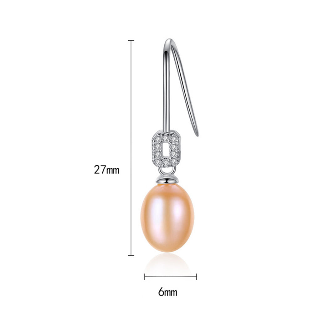 Pendientes de gancho con perla natural de plata de ley 925, joyería de moda, regalo para mujeres y niñas.