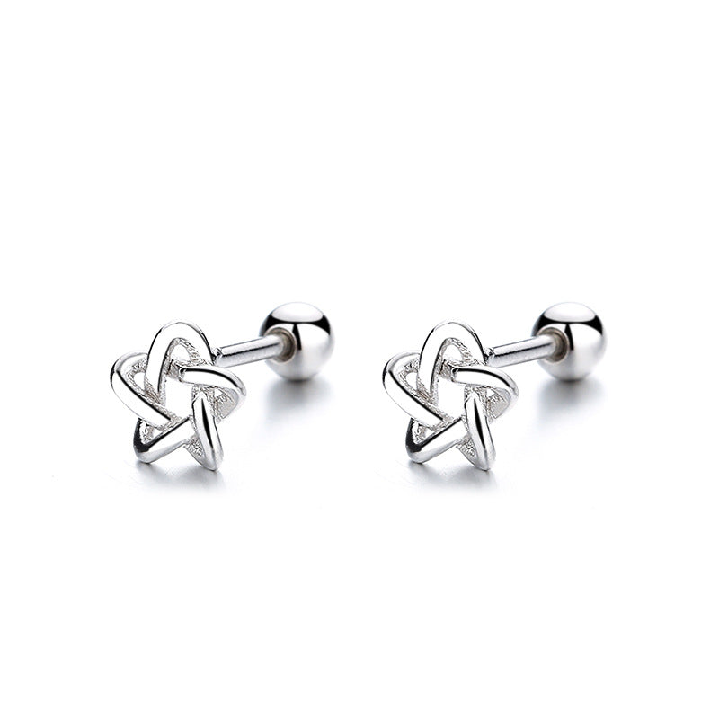 925 Sterling Silver Star Screw Back Stud Earrings