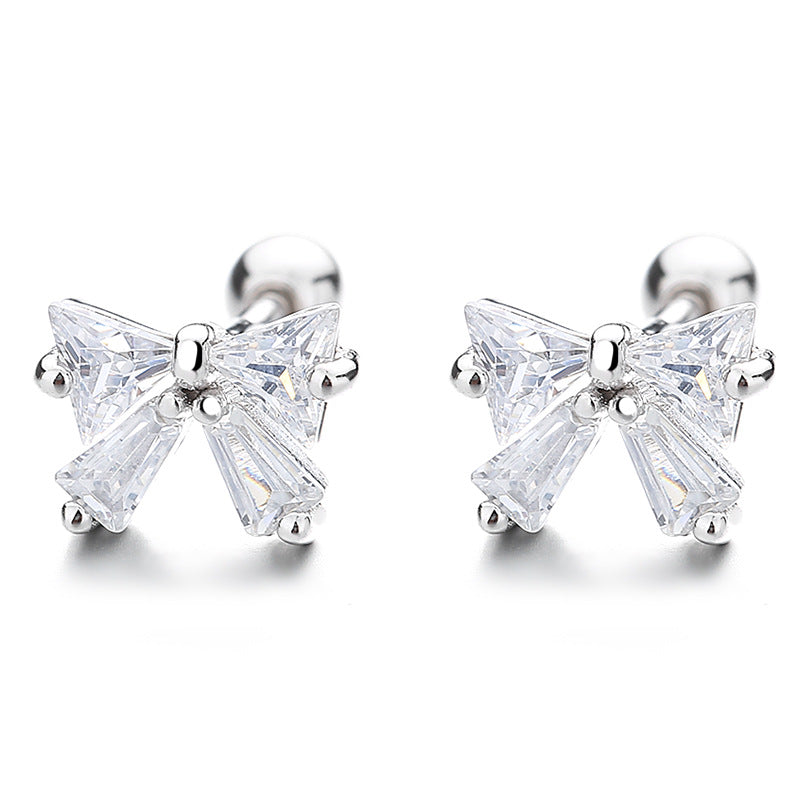 925 Sterling Silver Knot Screw Back Stud Earrings