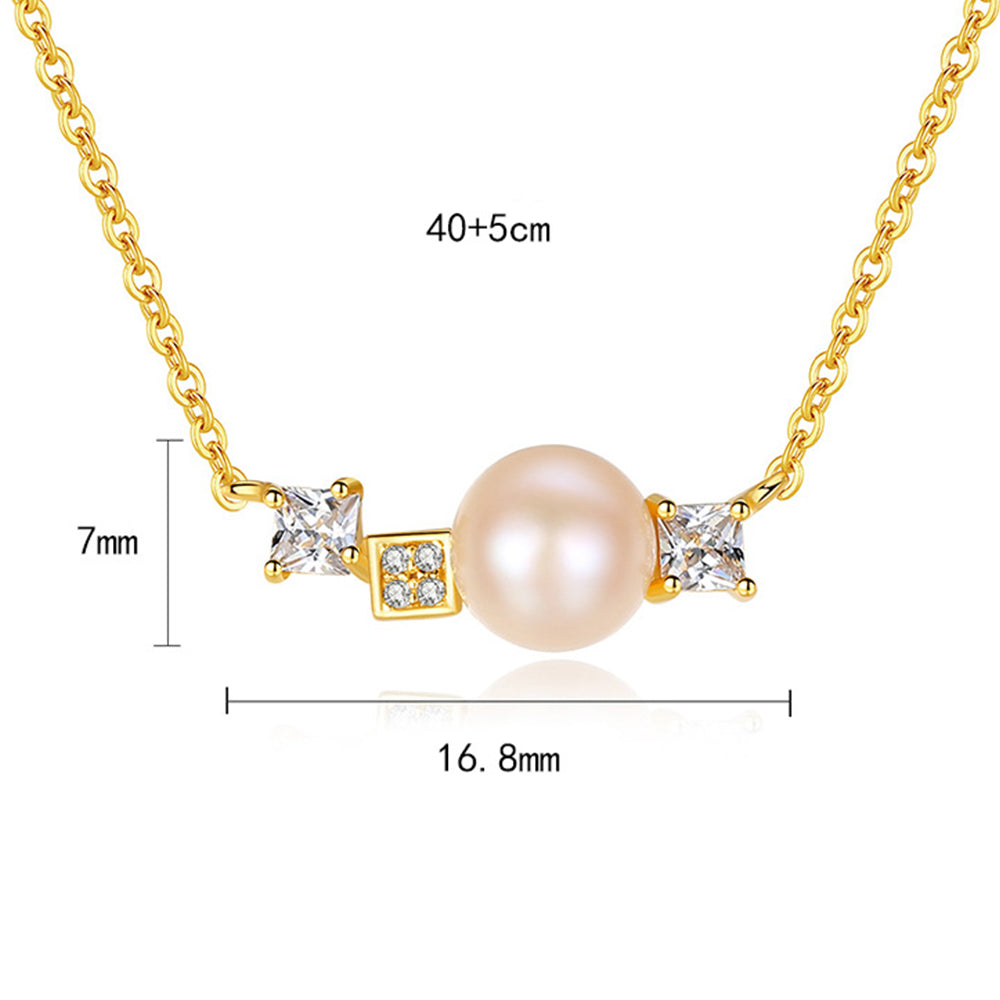 925 Sterling Silver Natural Pearl Drop Necklace Fashion Jewelry Gift for Women Girls