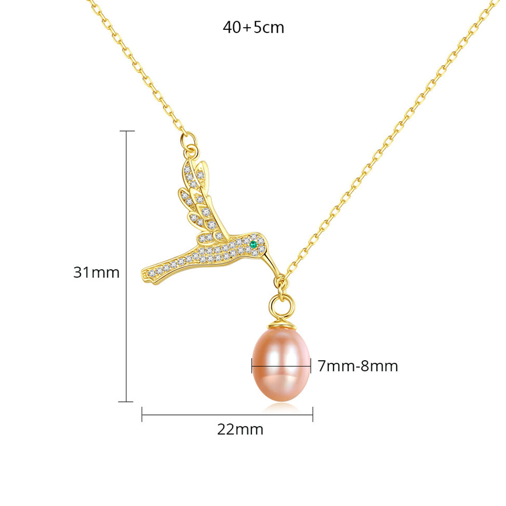925 Sterling Silver Natural Pearl Drop Necklace Fashion Jewelry Gift for Women Girls