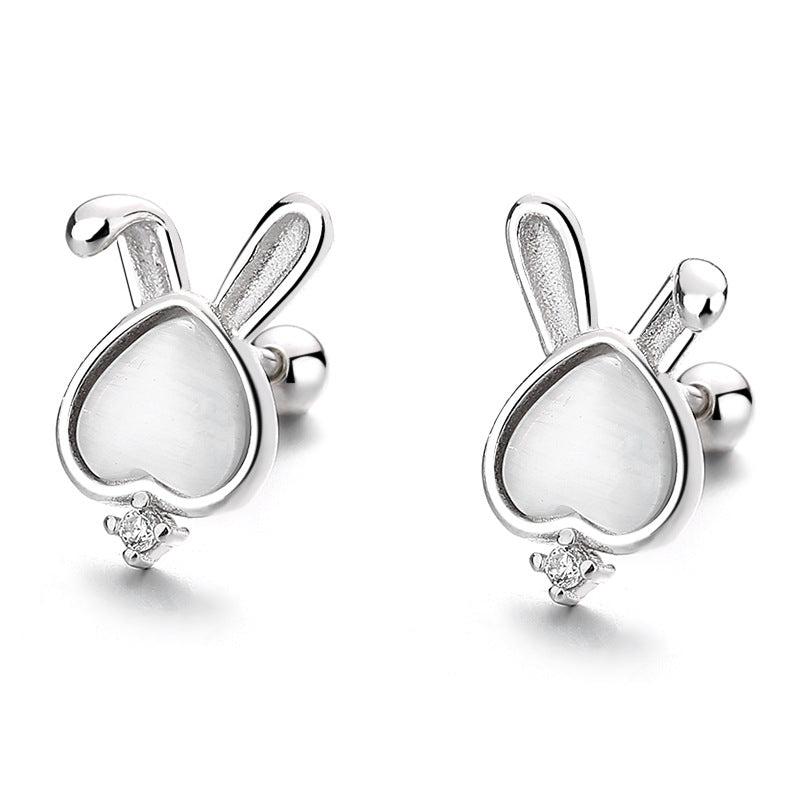 925 Sterling Silver Rabbit Screwed Earrings