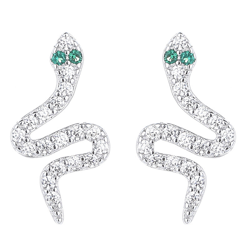925 Sterling Silver Snake Screw Back Stud Earrings