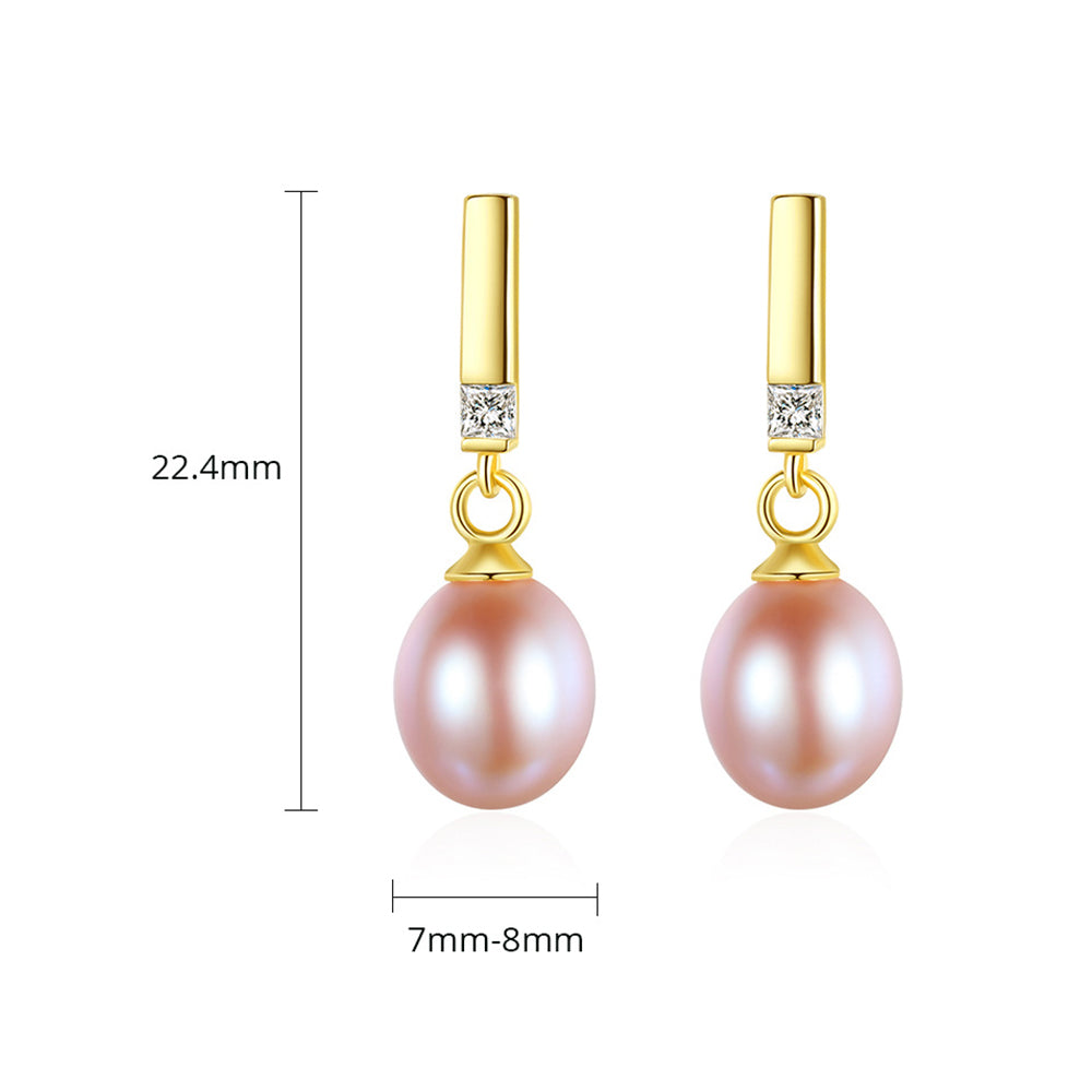 925 Sterling Silver Natural Pearl Drop Earrings Fashion Jewelry Gift for Women Girls