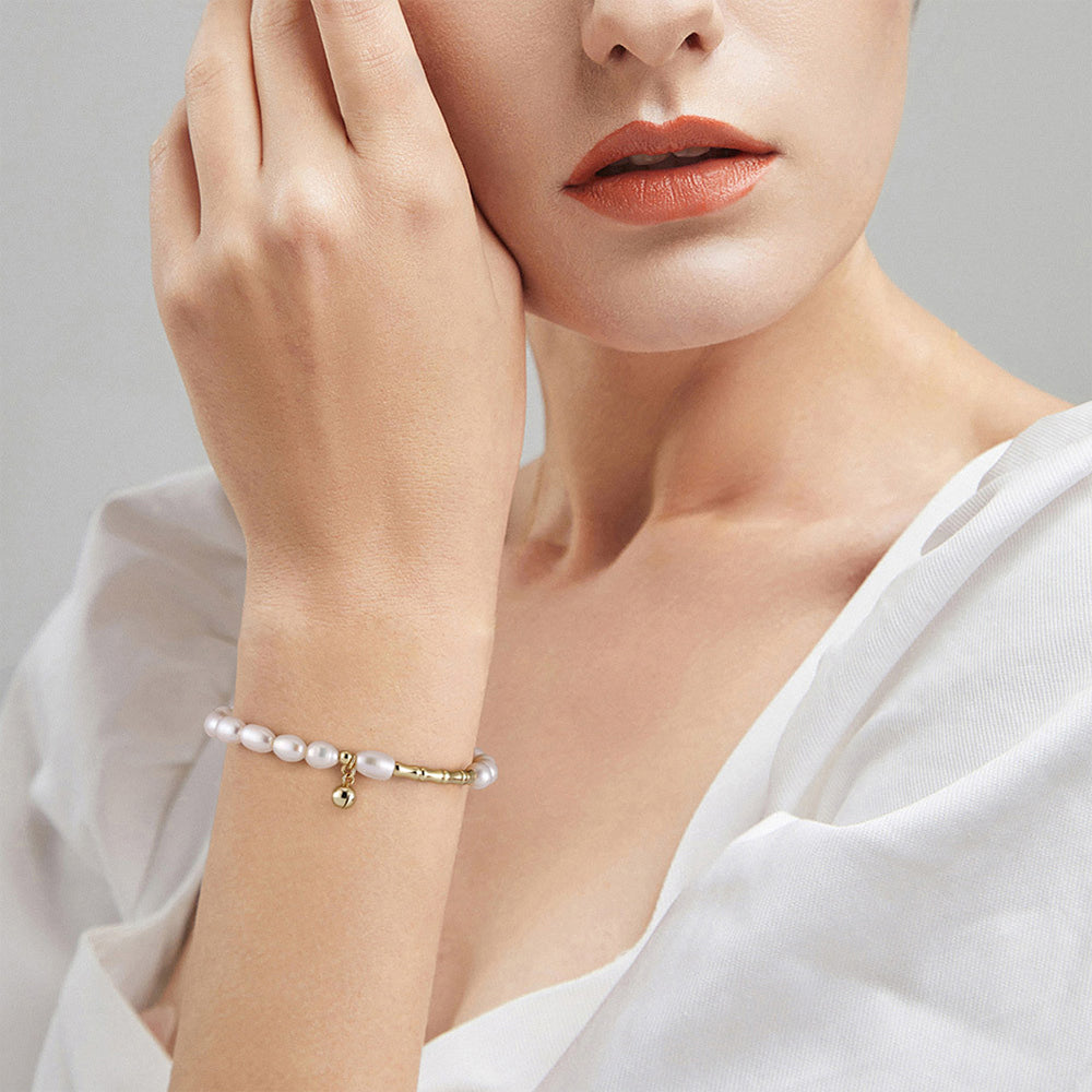925 Sterling Silver Pearl Bracelet Fashion Jewelry Gift for Women Girls