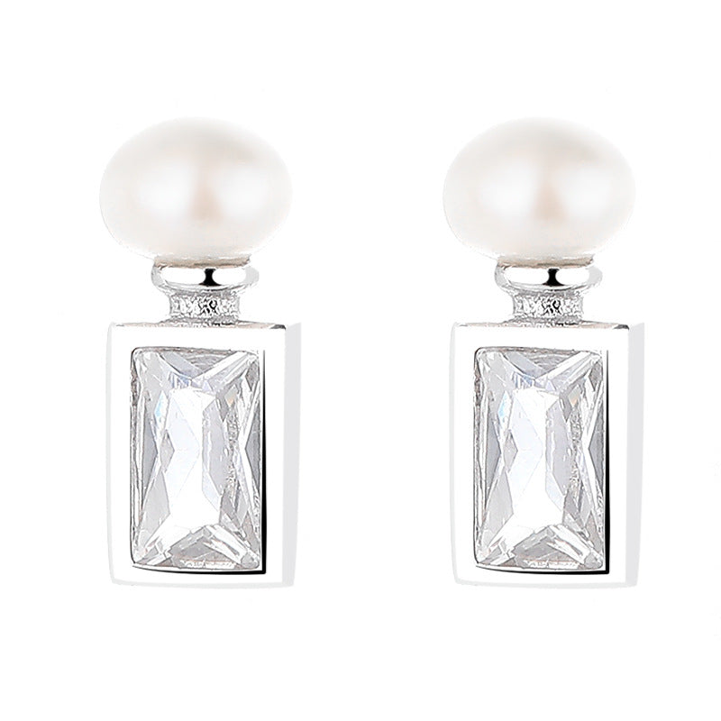 925 Sterling Silver Pearl Screw Back Stud Earrings