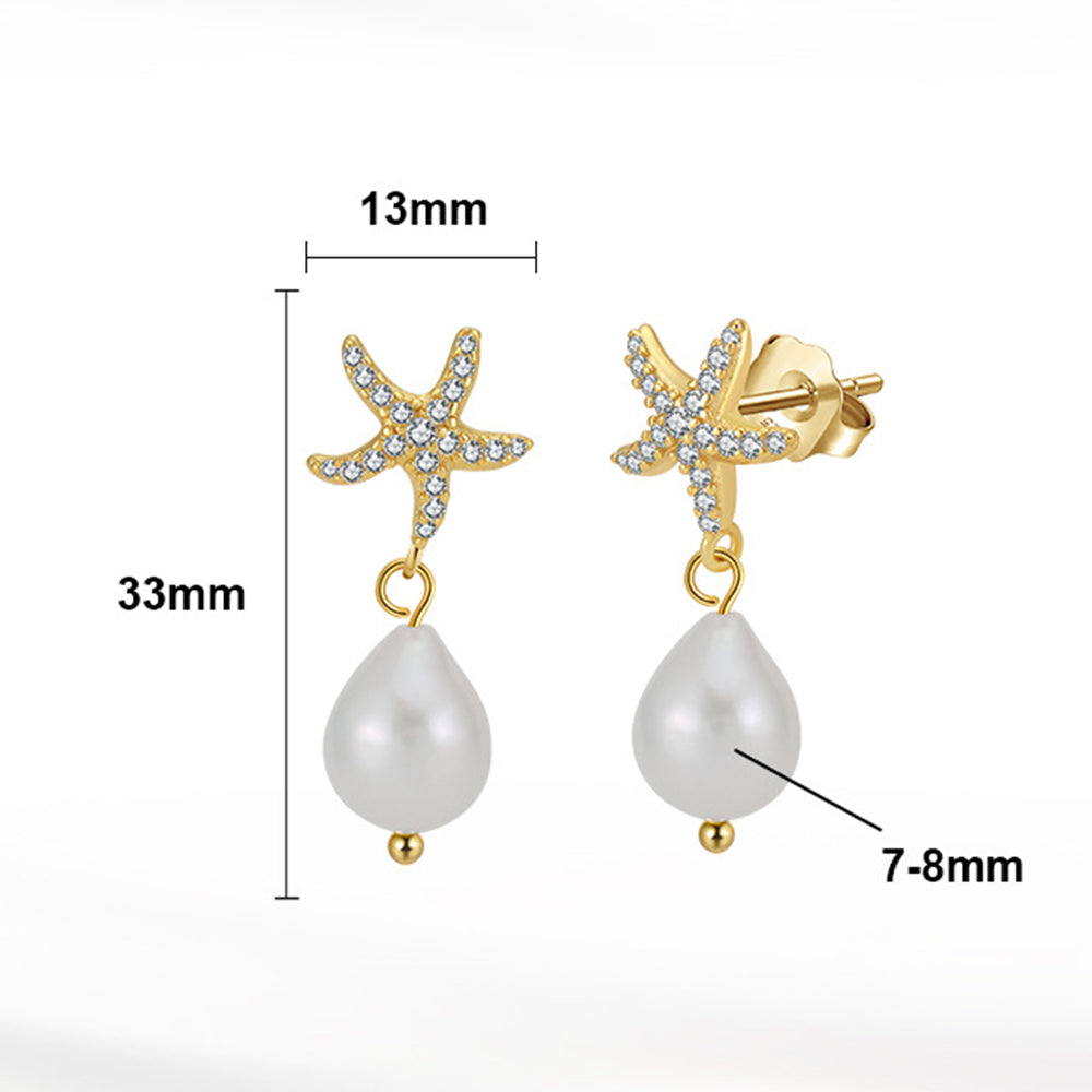 925 Sterling Silver Natural Pearl Earrings Fashion Jewelry Gift for Women Girl