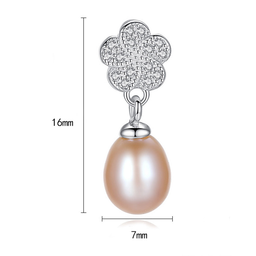 925 Sterling Silver Natural Pearl Drop Earrings Fashion Jewelry Gift for Women Girls