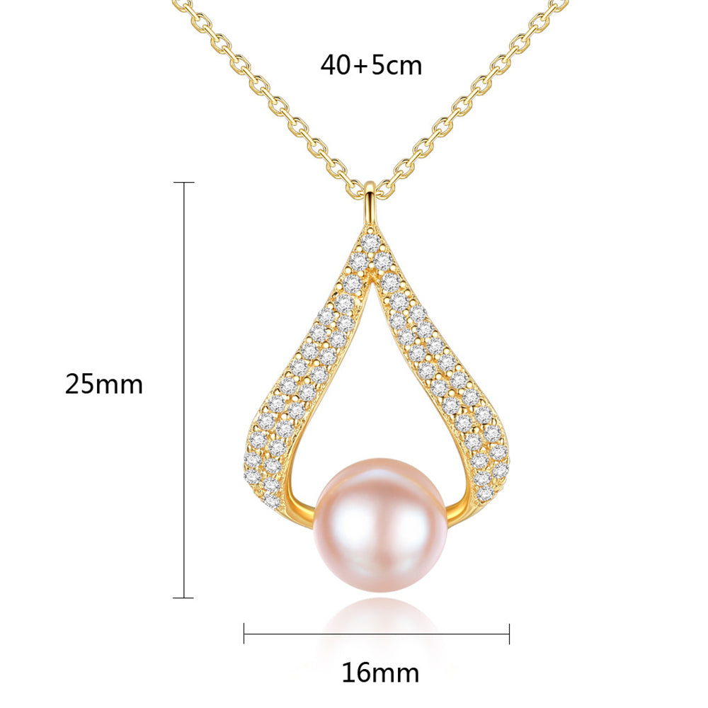 925 Sterling Silver Natural Pearl Drop Necklace Fashion Jewelry Gift for Women Girls