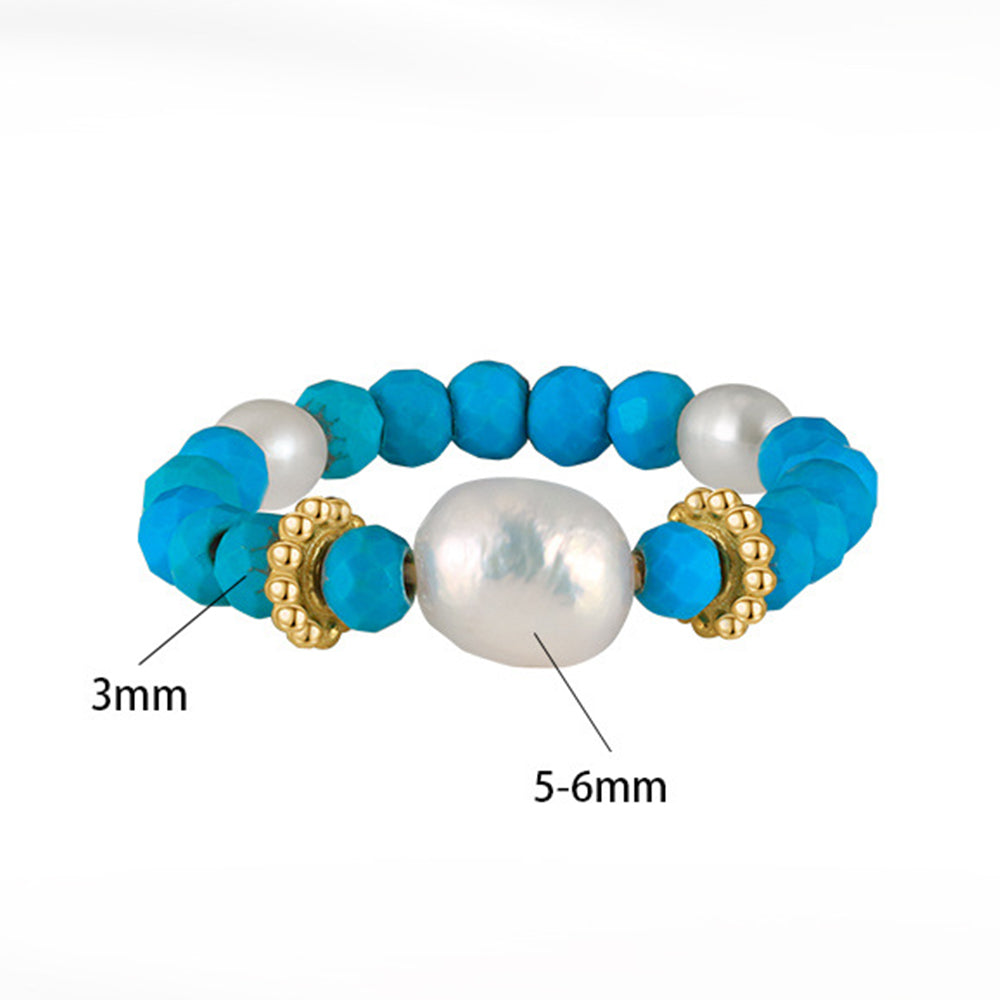925 Sterling Silver Natural Pearl Ring Fashion Jewelry Gift for Women Girls