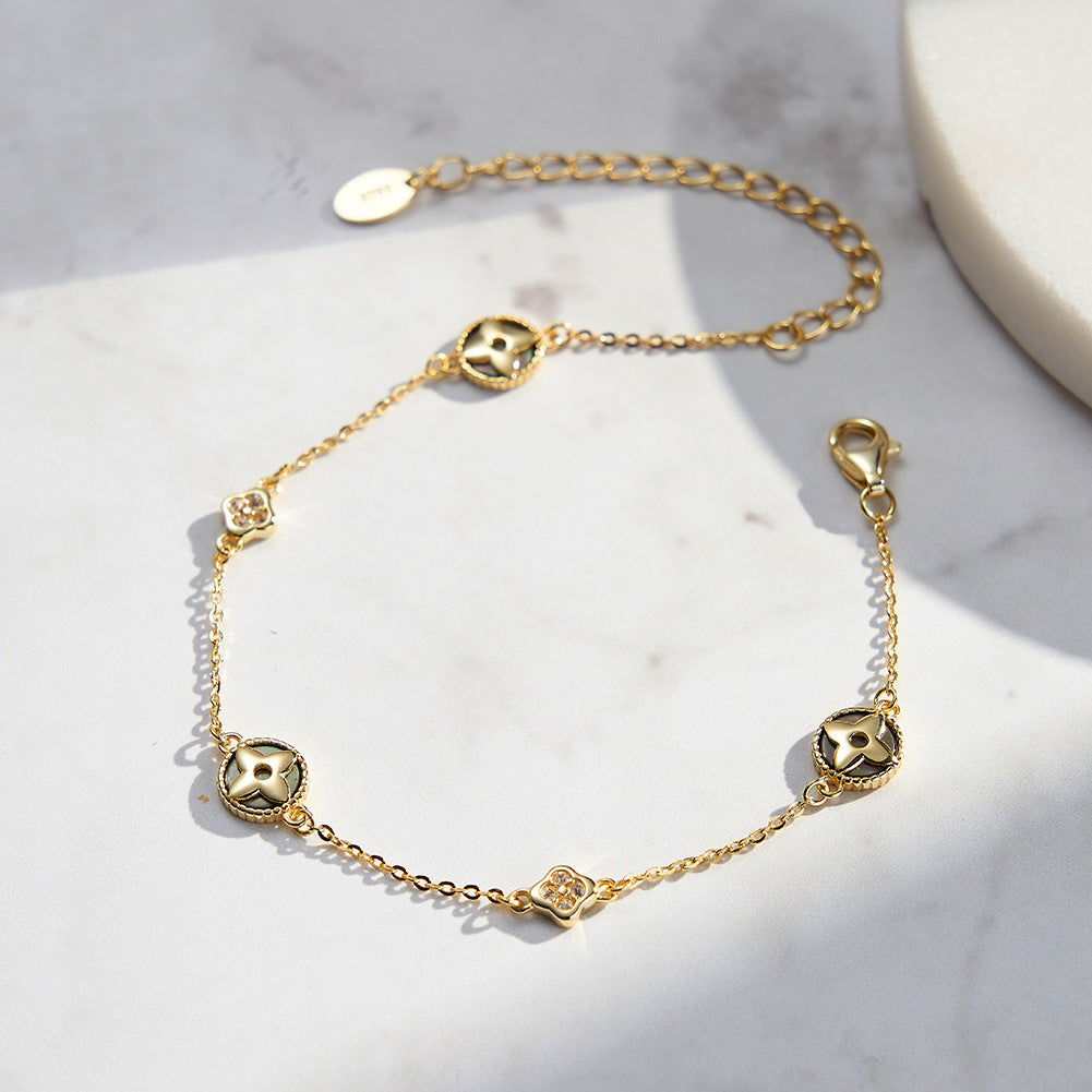 925 Sterling Silver Pearl Bracelet Fashion Jewelry Gift for Women Girls