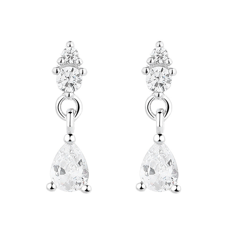 925 Sterling Silver Zircon Screw Back Stud Earrings