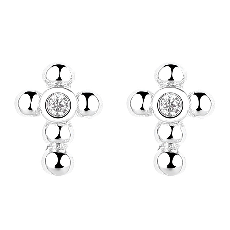 925 Sterling Silver Cross Screwed Earrings