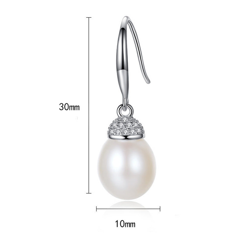 925 Sterling Silver Natural Pearl Long Drop Earrings Fashion Jewelry Gift for Women Girls