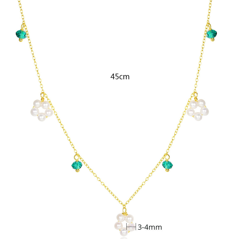 925 Sterling Silver Natural Pearl Drop Necklace Fashion Jewelry Gift for Women Girls