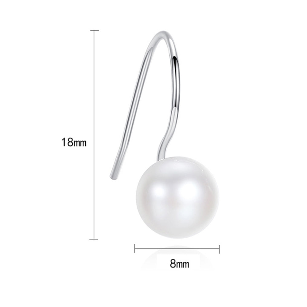 925 Sterling Silver Natural Pearl Long Drop Earrings Fashion Jewelry Gift for Women Girls