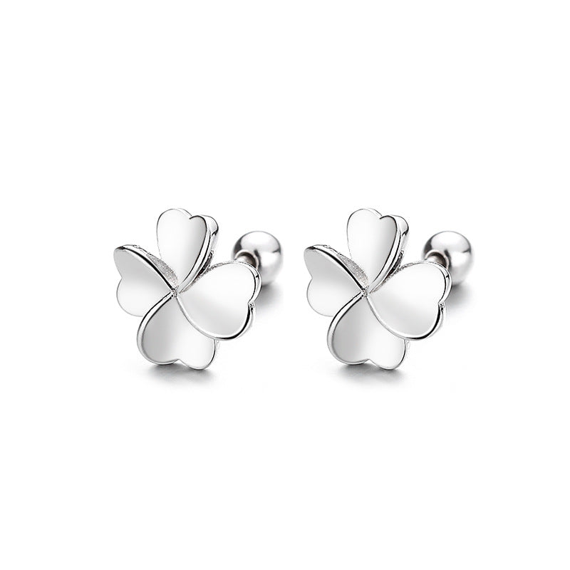 925 Sterling Silver Flower Screw Back Stud Earrings