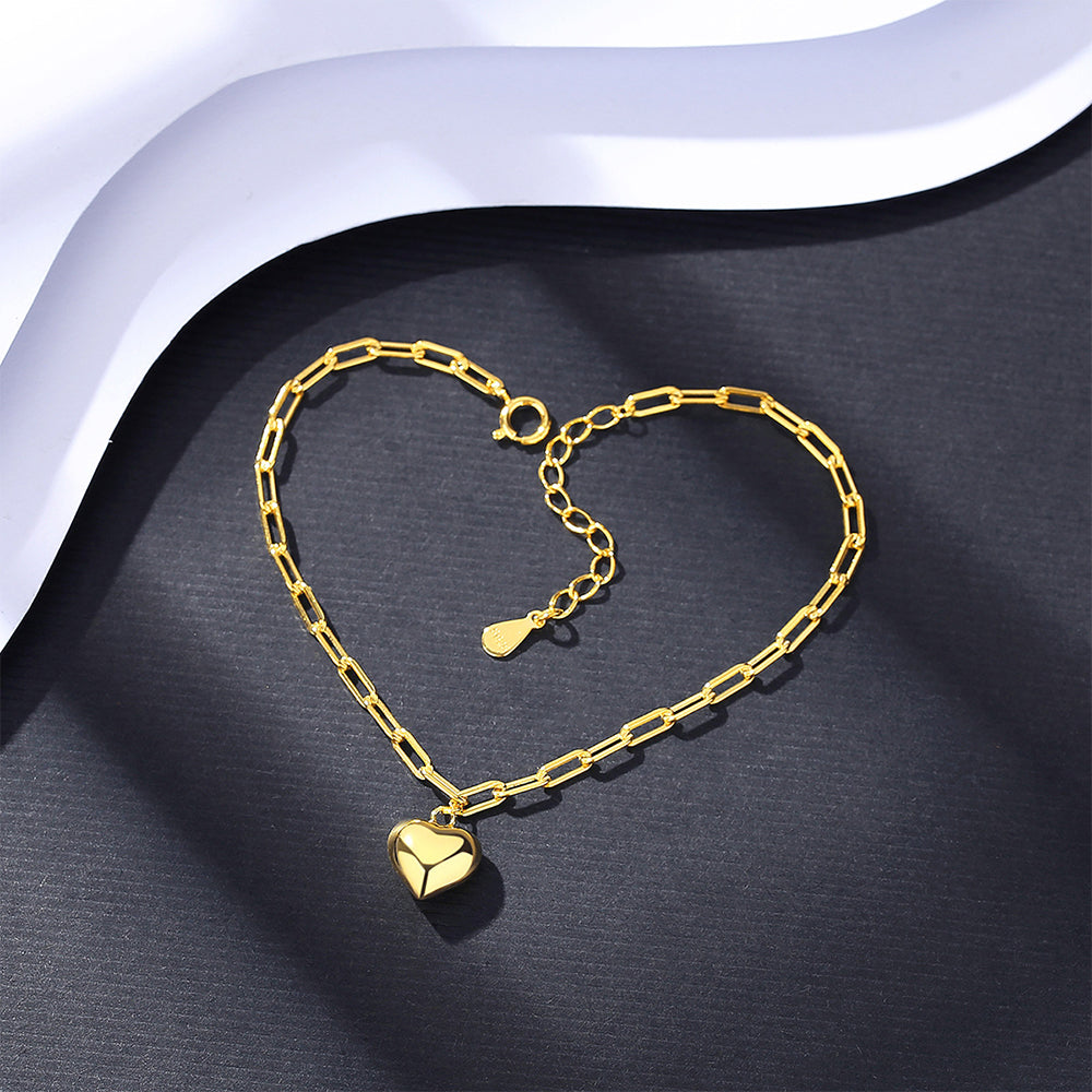 925 Sterling Silver Heart Bracelet Fashion Jewelry Gift for Women Girls