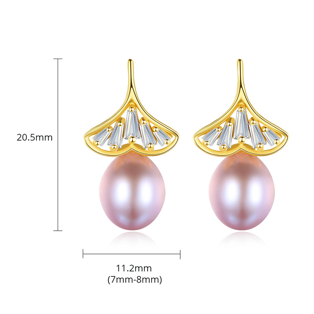 925 Sterling Silver Natural Pearl Drop Earrings Fashion Jewelry Gift for Women Girls