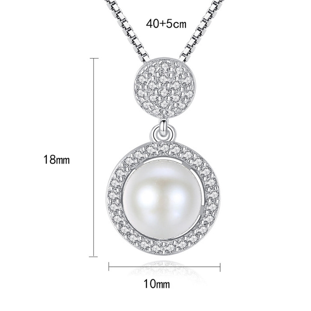 925 Sterling Silver Natural Pearl Drop Necklace Fashion Jewelry Gift for Women Girls