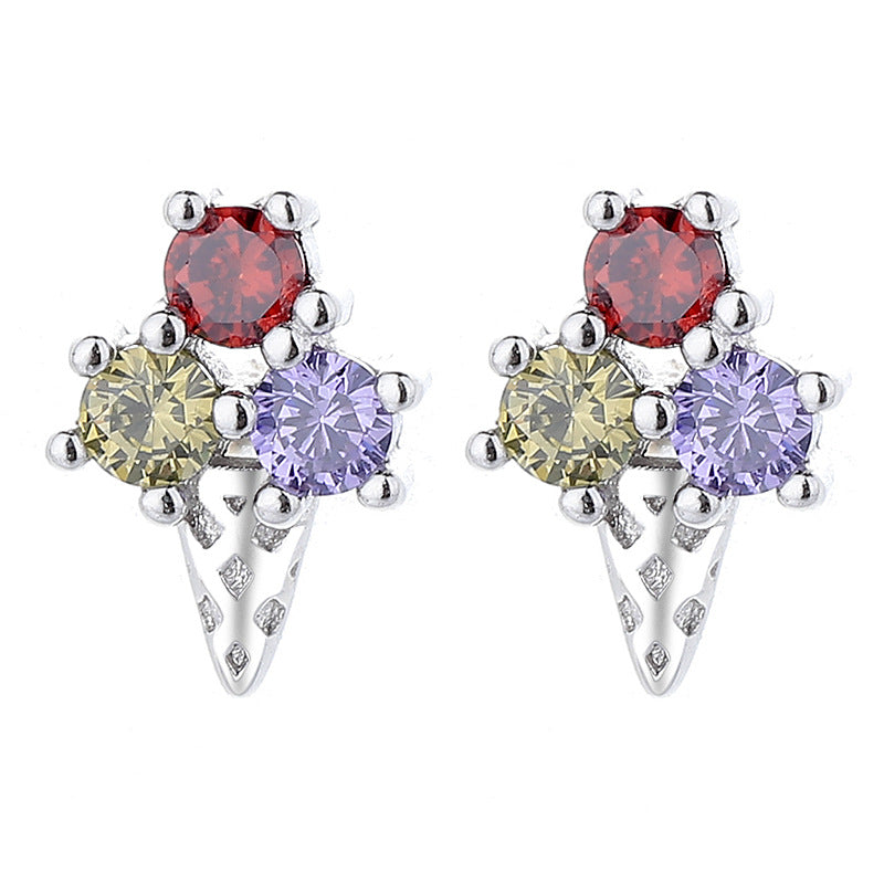 925 Sterling Silver Ice cream Screw Back Stud Earrings