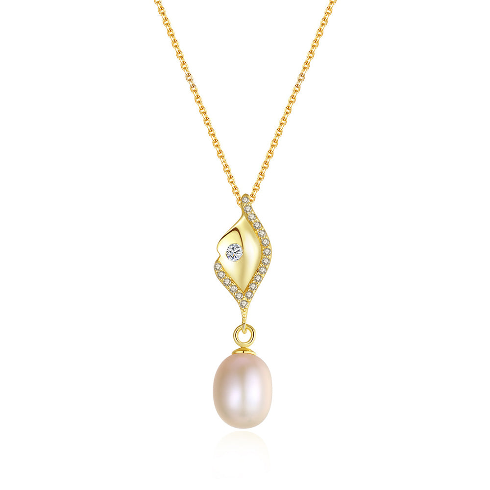 925 Sterling Silver Natural Pearl Drop Necklace Fashion Jewelry Gift for Women Girls