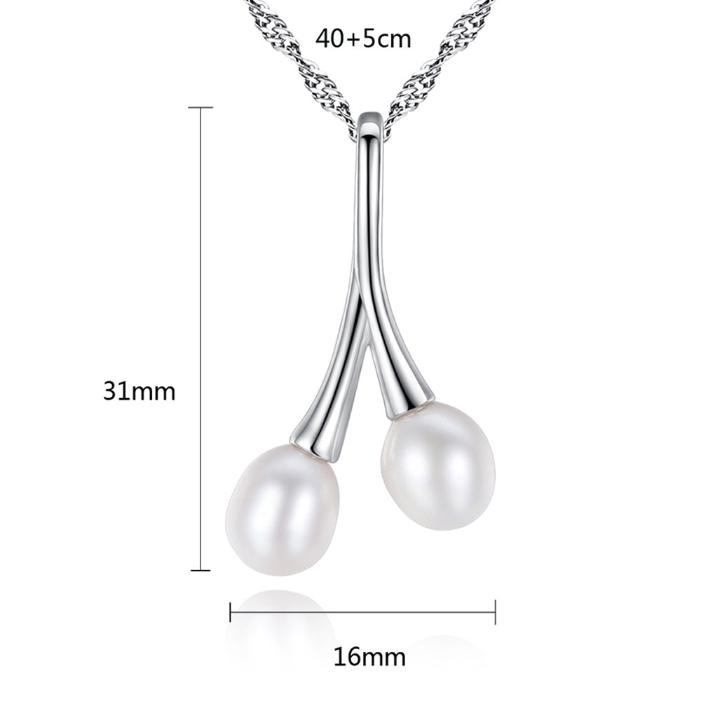 925 Sterling Silver Natural Pearl Drop Necklace Fashion Jewelry Gift for Women Girls