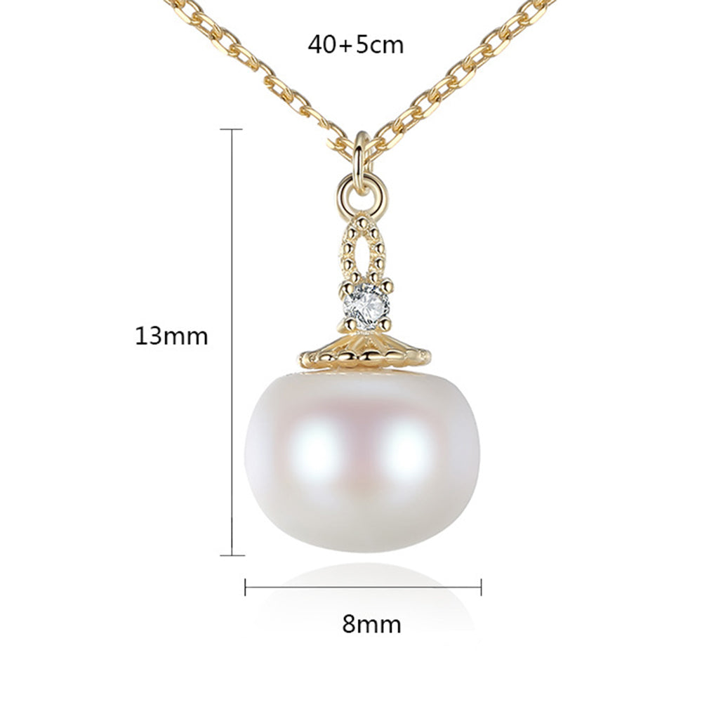 925 Sterling Silver Natural Pearl Drop Necklace Fashion Jewelry Gift for Women Girls