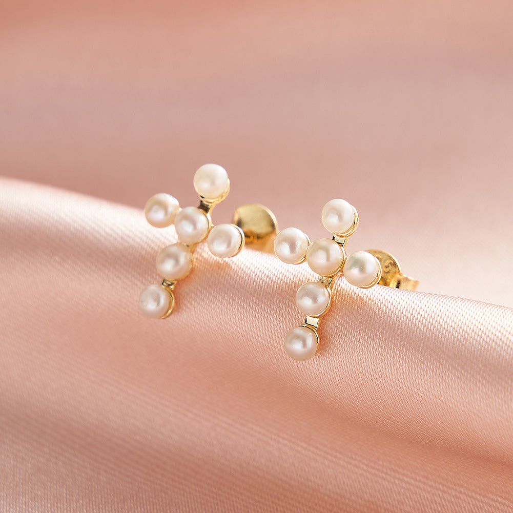 Pendientes de perlas naturales de plata de ley 925, joyería de moda, regalo para mujeres y niñas.