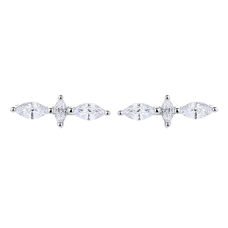 925 Sterling Silver Zircon Screw Back Stud Earrings