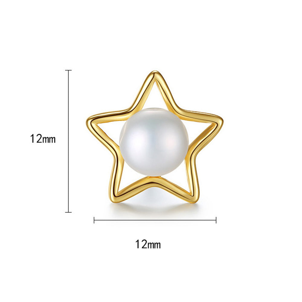 925 Sterling Silver Natural Pearl Star Earrings Fashion Jewelry Gift for Women Girls
