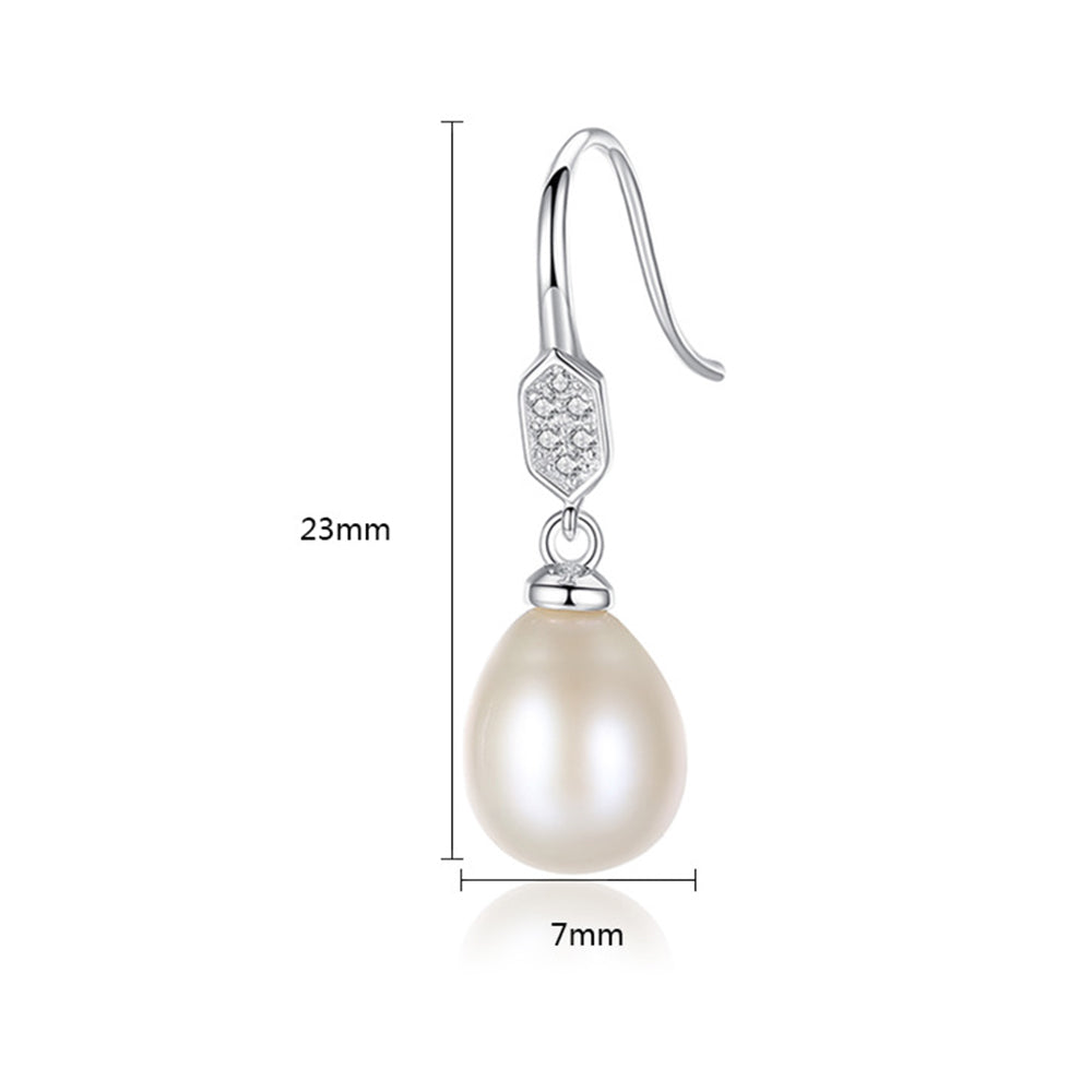 Pendientes colgantes de perla natural de plata de ley 925, joyería de moda, regalo para mujeres y niñas.