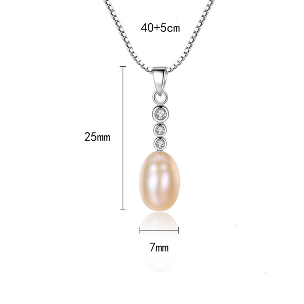925 Sterling Silver Natural Pearl Drop Necklace Fashion Jewelry Gift for Women Girls