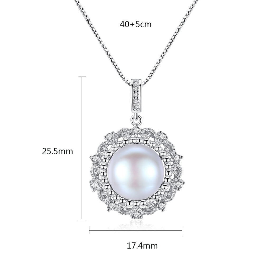 925 Sterling Silver Natural Pearl Drop Necklace Fashion Jewelry Gift for Women Girls