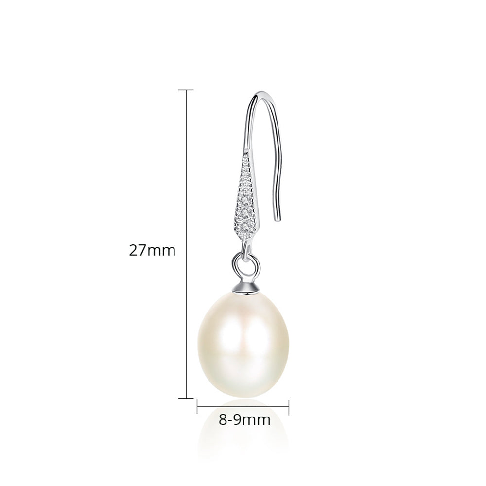 925 Sterling Silver Natural Pearl Drop Earrings Fashion Jewelry Gift for Women Girls