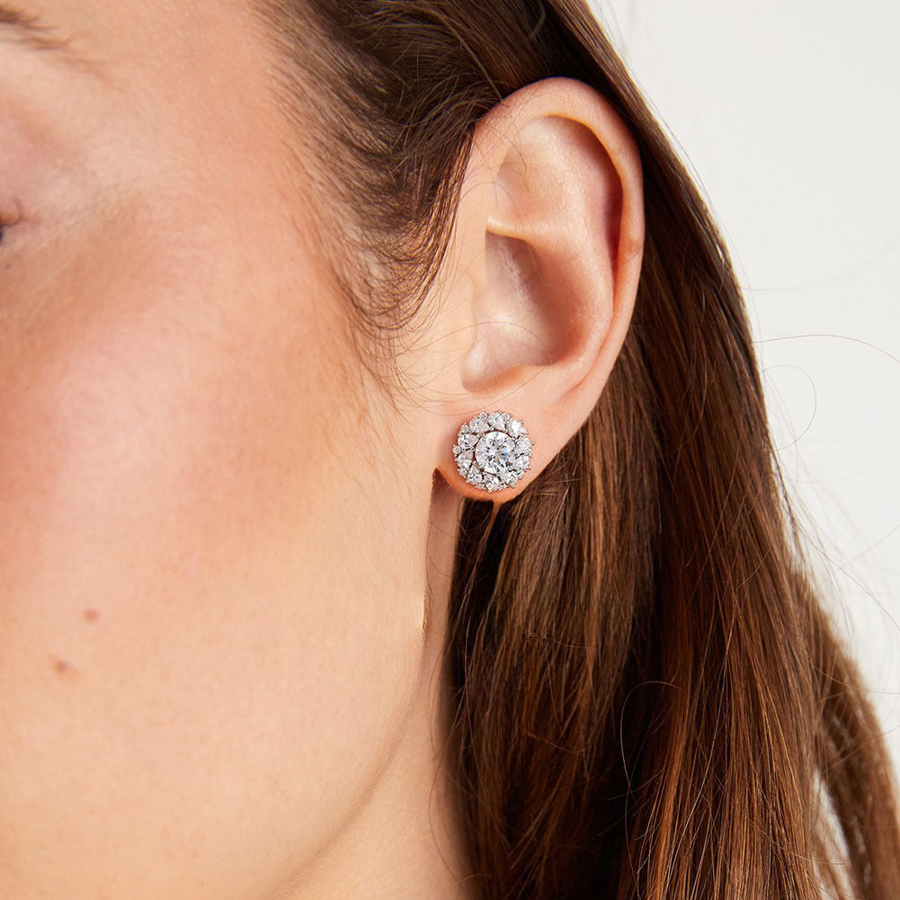 925 Sterling Silver Big Zircon Earrings
