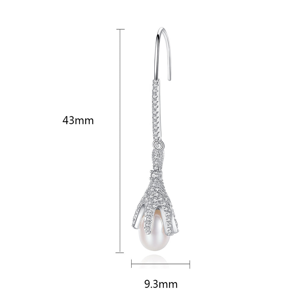 925 Sterling Silver Natural Pearl Drop Earrings Fashion Jewelry Gift for Women Girls
