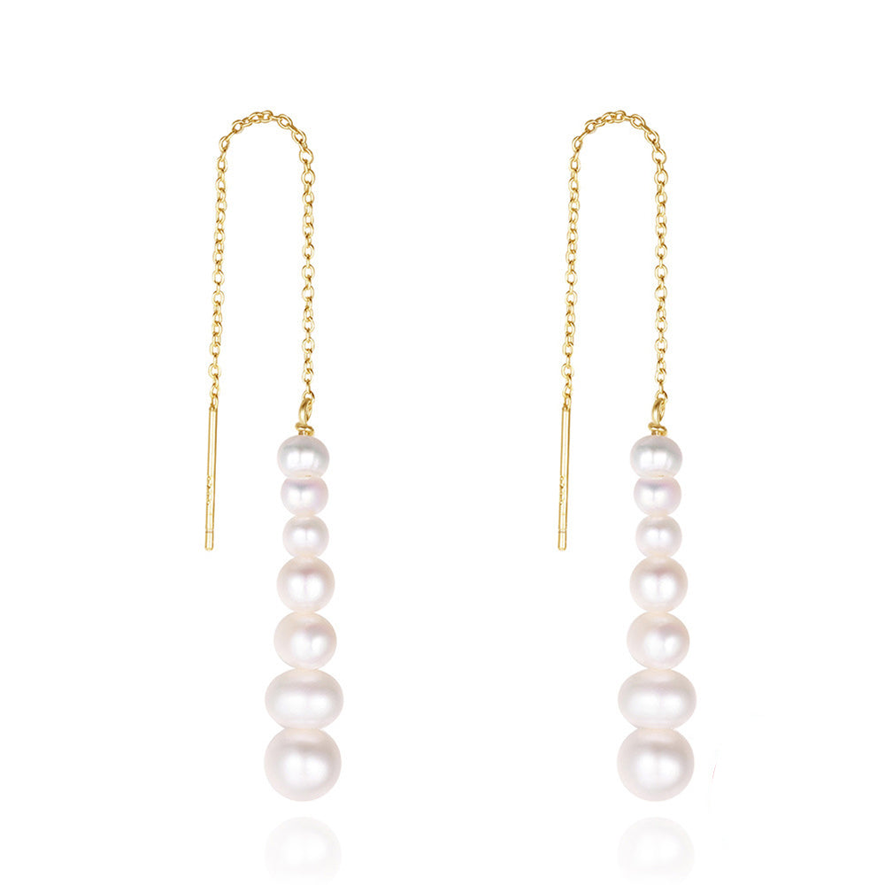 925 Sterling Silver Natural Pearl Earrings Fashion Jewelry Gift for Women Girl